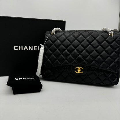 Chanel Maxi Flap Bag Black Lambskin Quilted Large