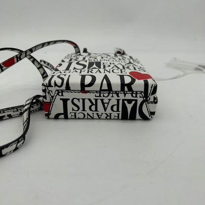 Balenciaga Paris Print Leather Shoulder Bag White Medium