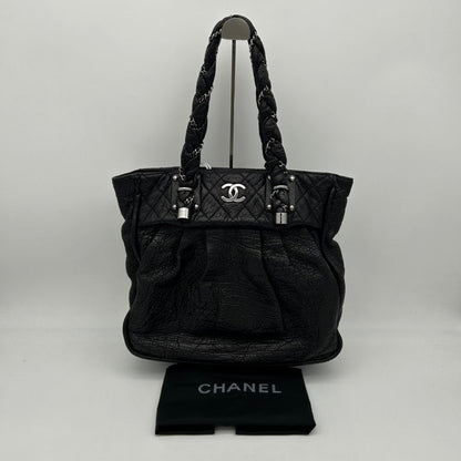 Chanel Black Leather Quilted Shoulder Bag Large Size