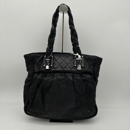 Chanel Black Leather Quilted Shoulder Bag Large Size