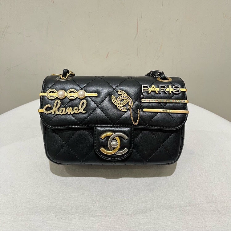Chanel Coco Badge Limited Edition Black Quilted Leather Shoulder Bag