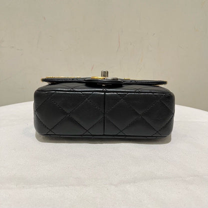 Chanel Coco Badge Limited Edition Black Quilted Leather Shoulder Bag