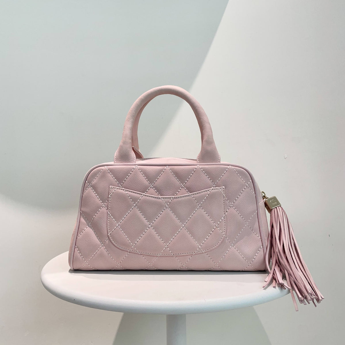 Chanel Timeless Pink Quilted Leather Bowler Bag Small Size