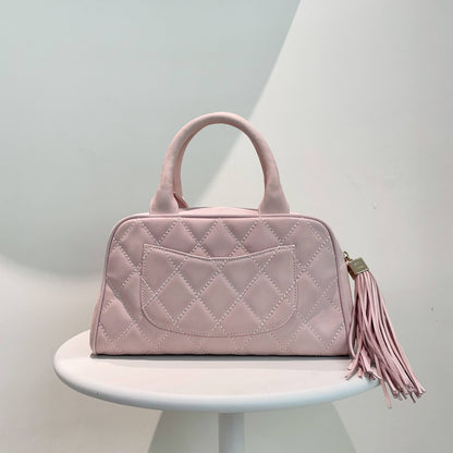 Chanel Timeless Pink Quilted Leather Bowler Bag Small Size