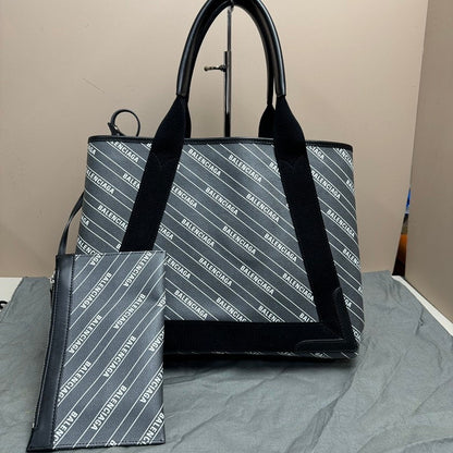 Balenciaga Canvas Leather Tote Bag Black Large
