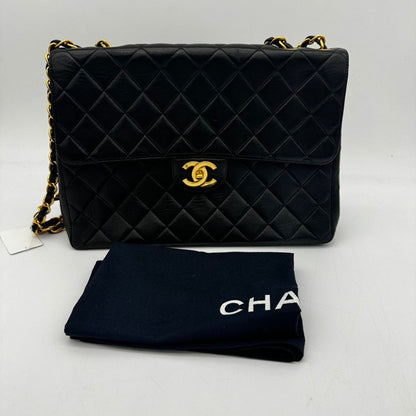 Chanel Quilted Black Leather Shoulder Bag Medium