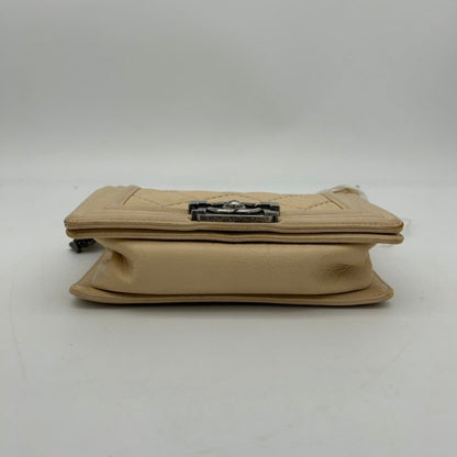 Chanel Beige Leather Quilted Crossbody Bag Medium