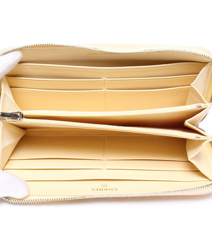 Chanel Beige Leather Quilted Zip Around Clutch Wristlet