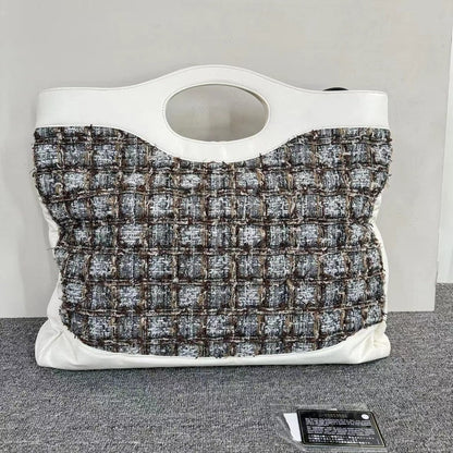 Chanel  Tote Grey and White Tweed and Leather Large Handbag