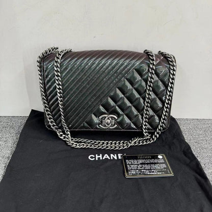 Chanel Leather Quilted Chain Shoulder Bag with Dustbag and Card