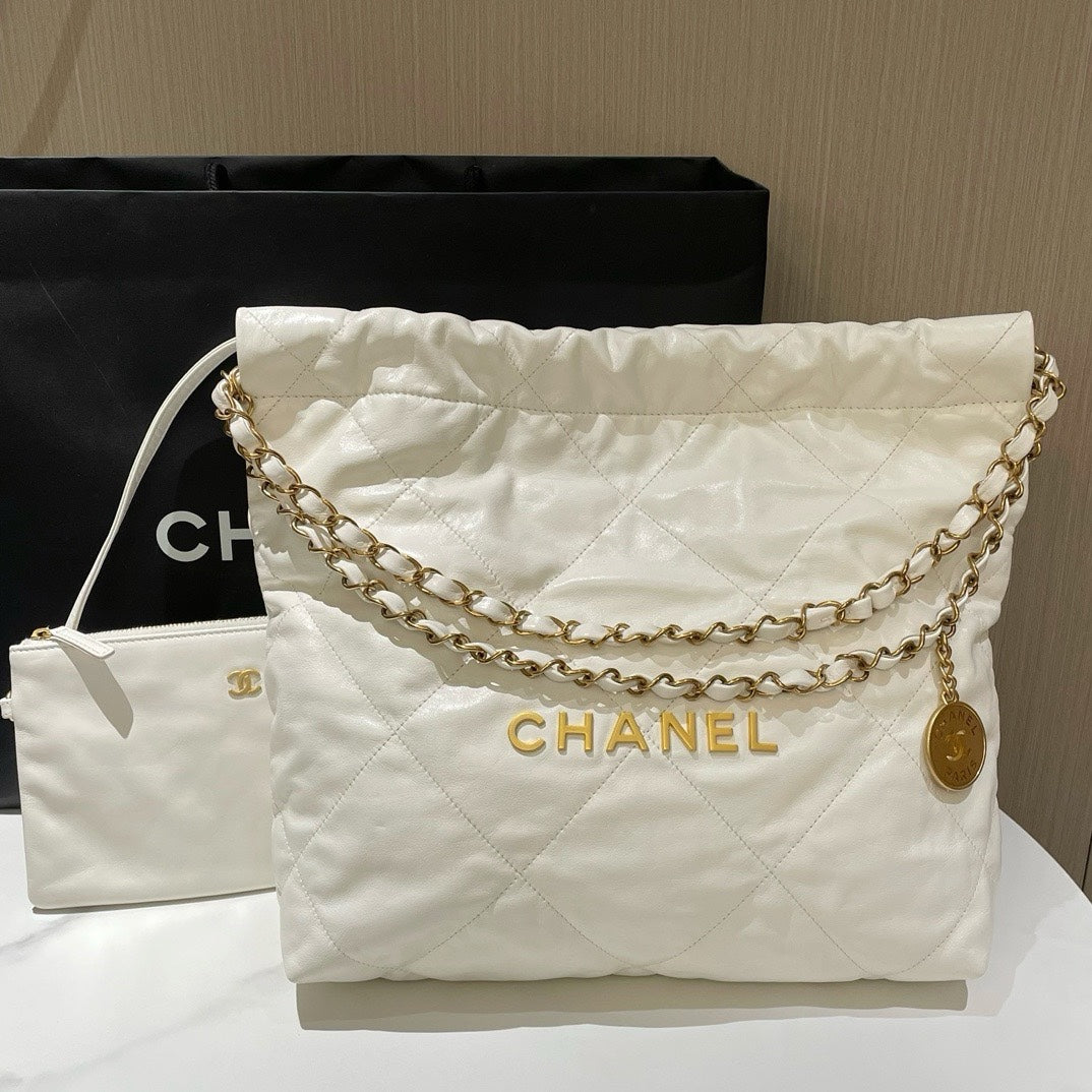 Chanel  Bag Small White Quilted Leather Chain Strap Shoulder Bag