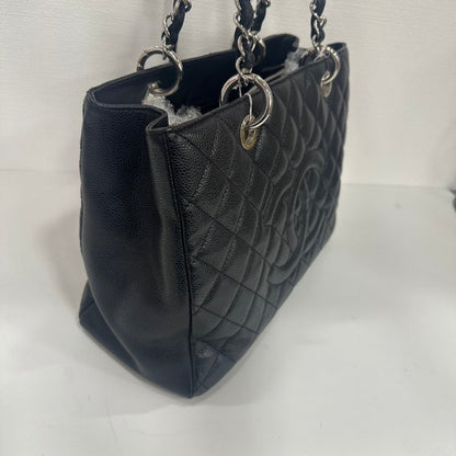 Chanel Caviar Leather GST Black Quilted Tote Bag Large
