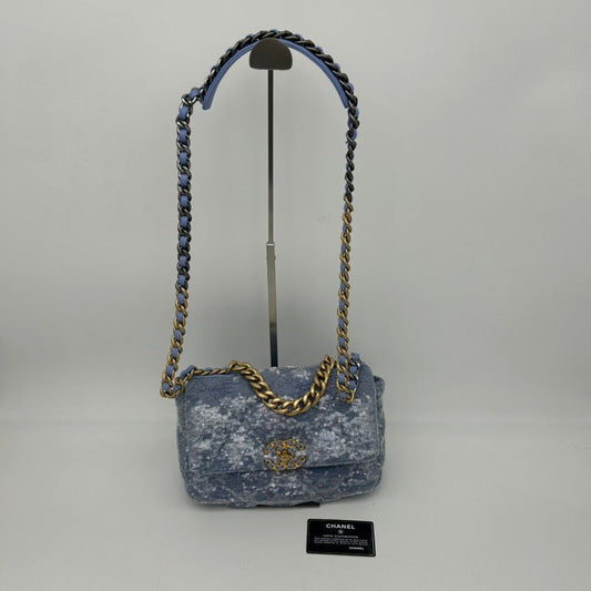 Chanel Canvas ways Bag Blue Flap Small