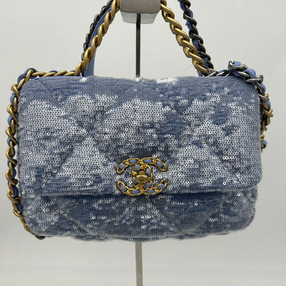 Chanel Canvas ways Bag Blue Flap Small