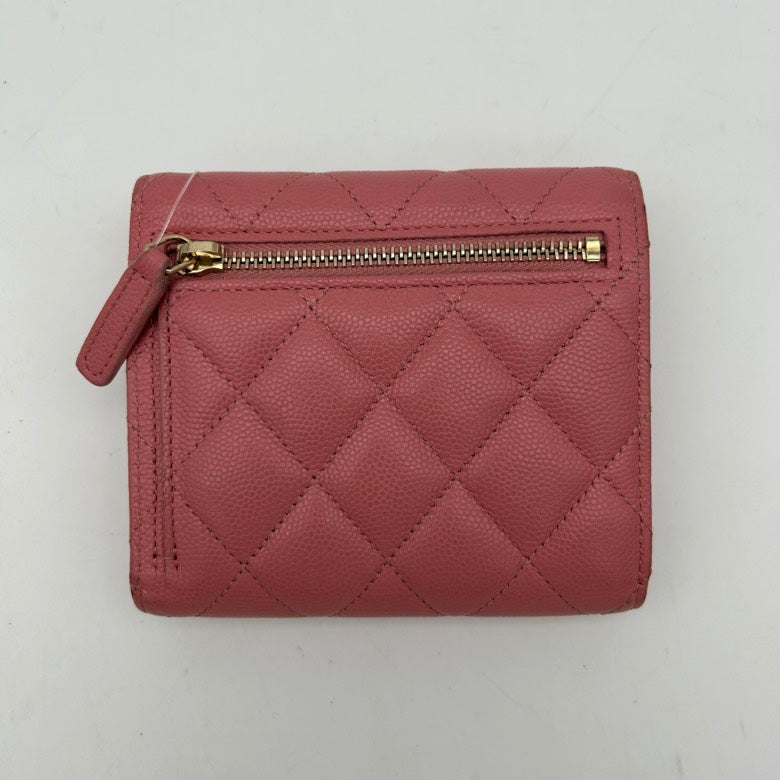 Chanel Pink Leather Quilted Clutch Wristlet With Logo and  Dust Bag