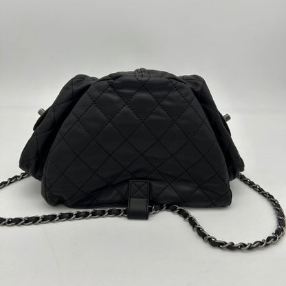 Chanel ways Black Leather Backpack Bag With Chain Straps