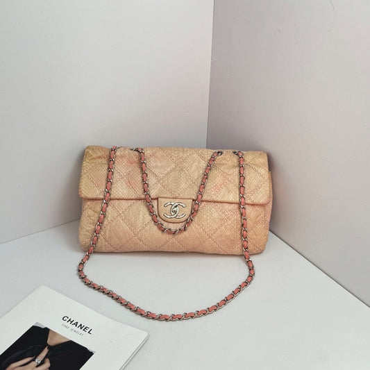 Chanel Sakura Pink Snake Skin CF Chain Crossbody Bag cm