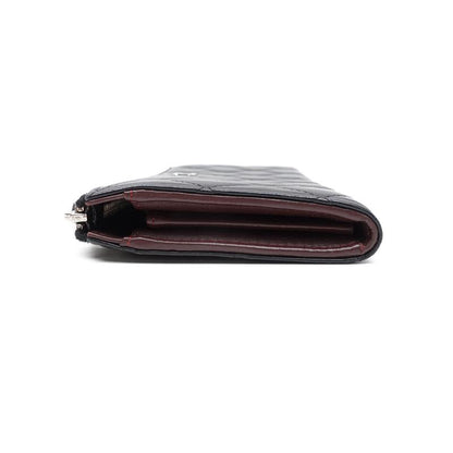 Chanel CC Black Lambskin Leather Quilted Zippy Wallet
