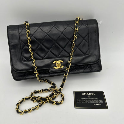 Chanel Lambskin Black Quilted Chain Bag Medium