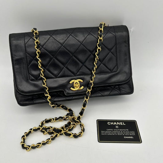Chanel Lambskin Black Quilted Chain Bag Medium