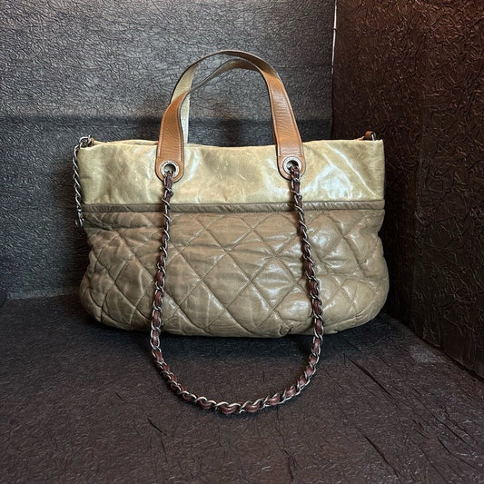 Chanel Patchwork Leather Pumpkin Bag Beige cm