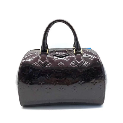 Louis Vuitton Monogram Patent Leather Handbag Brown Medium