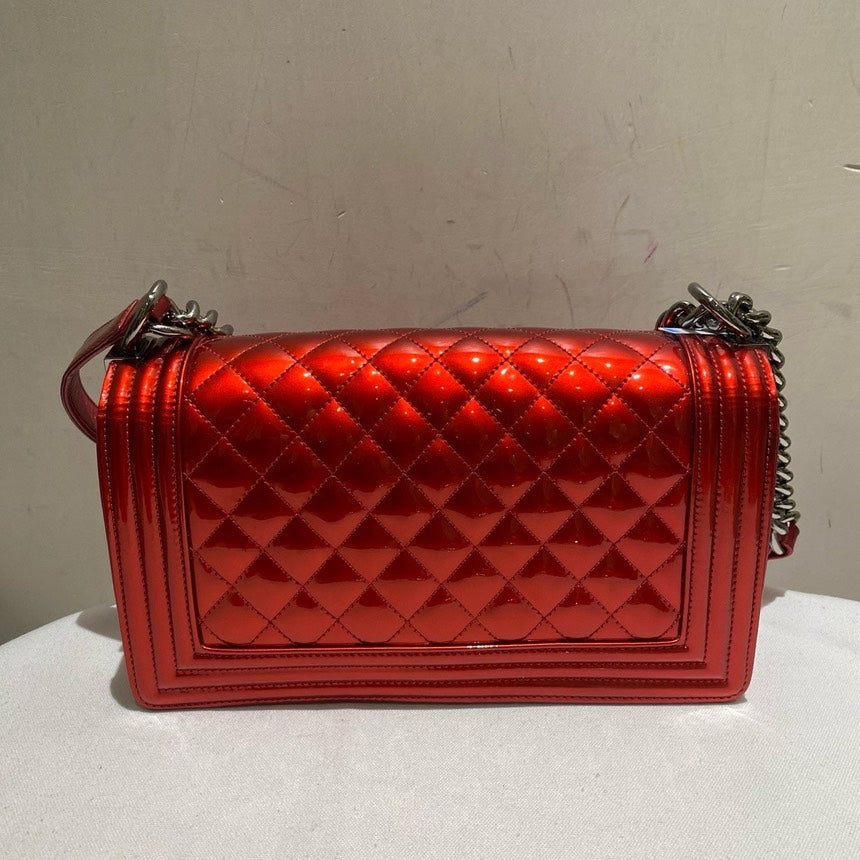 Chanel Leboy Red Patent Leather Medium Bag