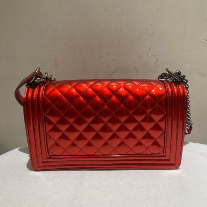 Chanel Leboy Red Patent Leather Medium Bag