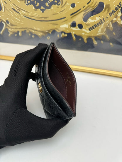 Chanel Black Caviar Quilted Cardholder Wallet