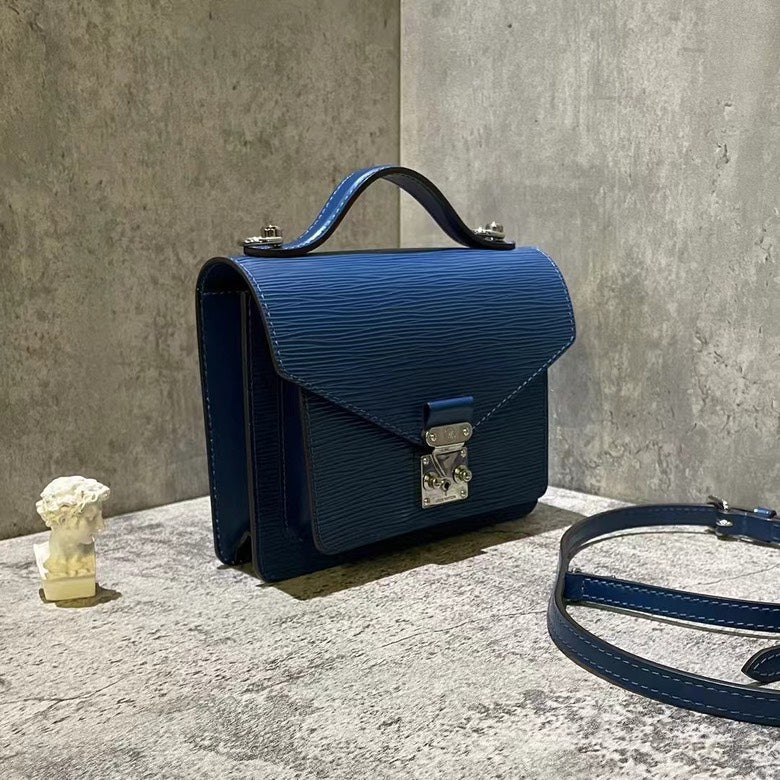 Louis Vuitton Monceau BB Blue Epi Leather Bag