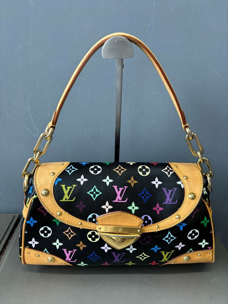 Louis Vuitton Multicolor Monroe Black Satchel Bag