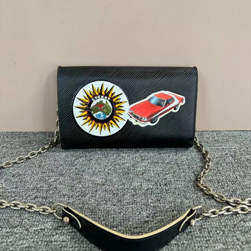 Louis Vuitton Twist WOC Black Epi Leather Chain Wallet