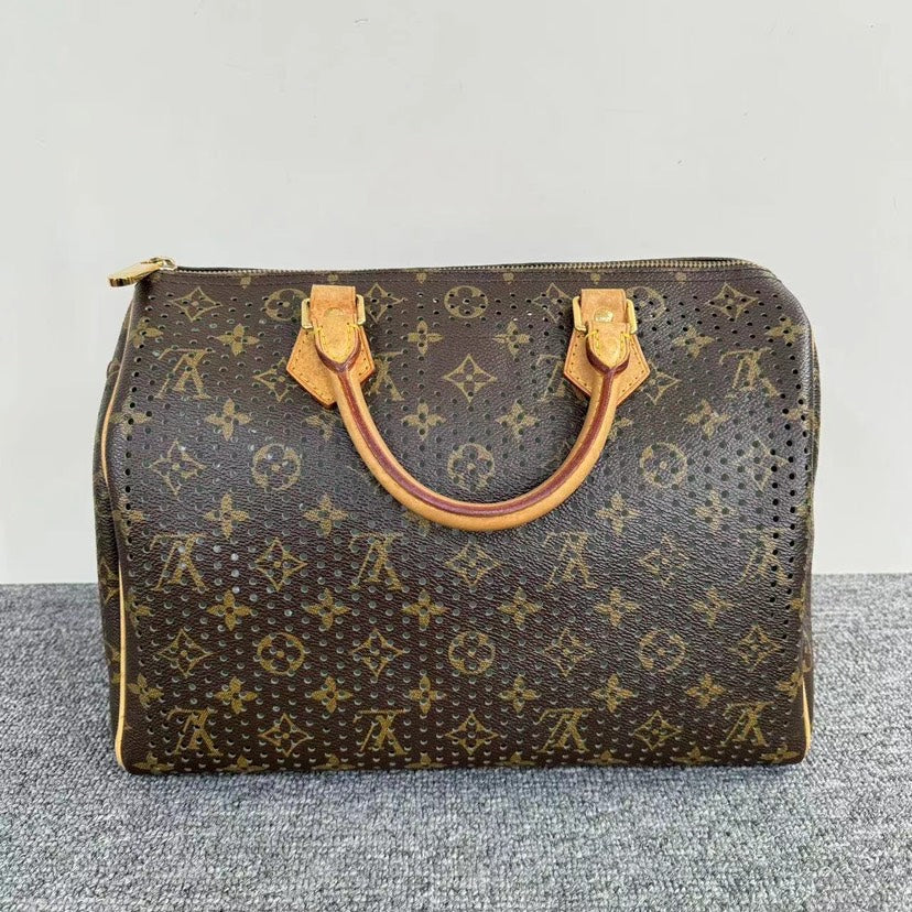 Louis Vuitton Speedy Brown Perforated Bag with Pouch