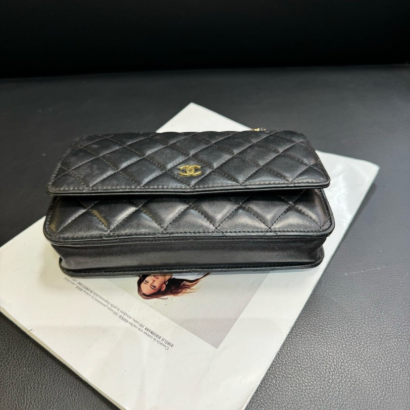 Chanel Woc Black Lambskin Quilted Wallet On Chain x.xcm