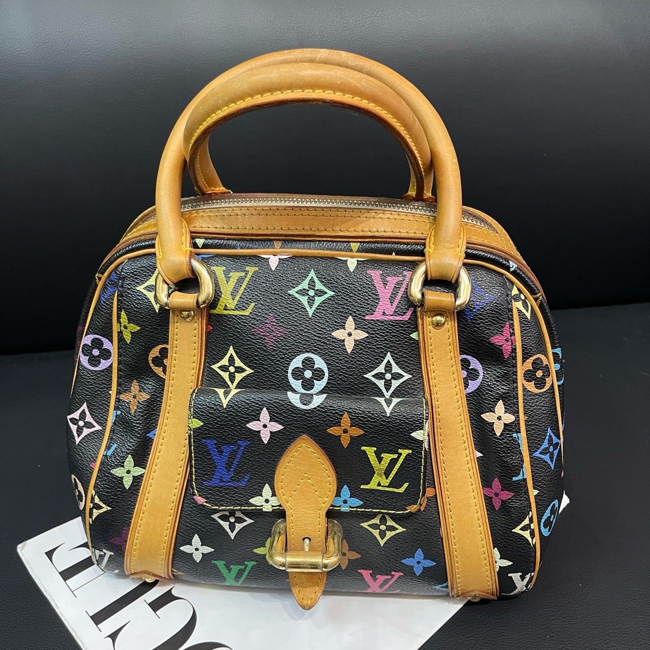 Louis Vuitton Multicolor Monogram Black Canvas Speedy Bag Medium