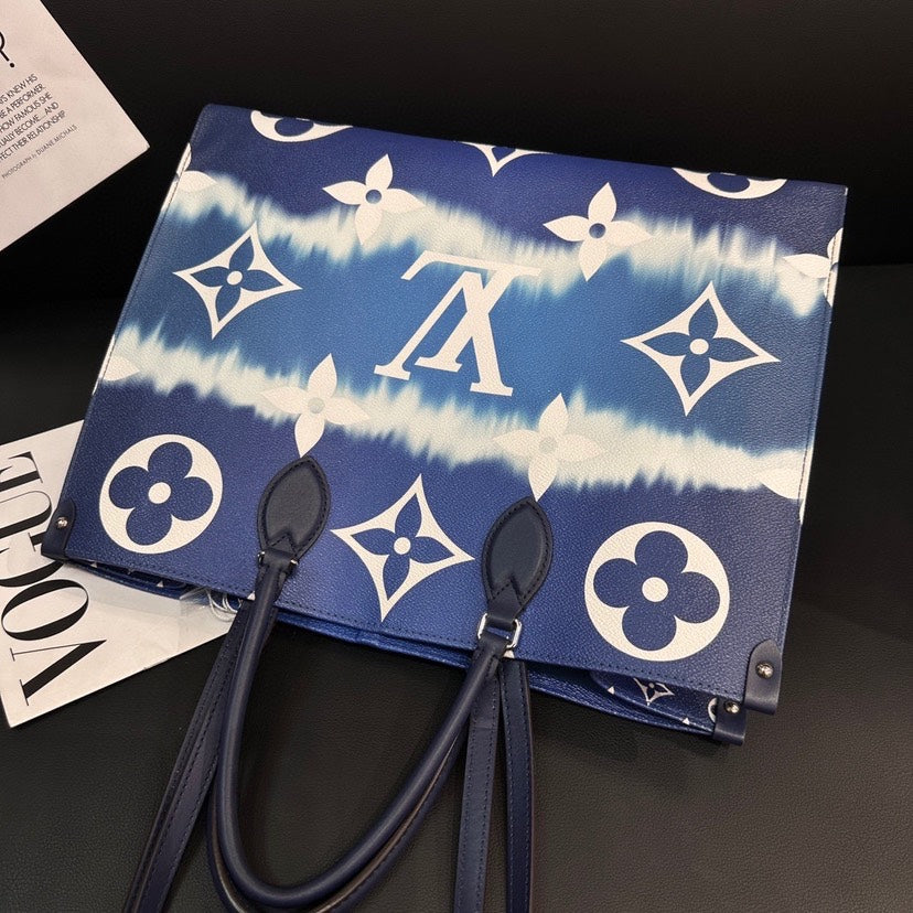 Louis Vuitton On The Go Blue Tote Bag