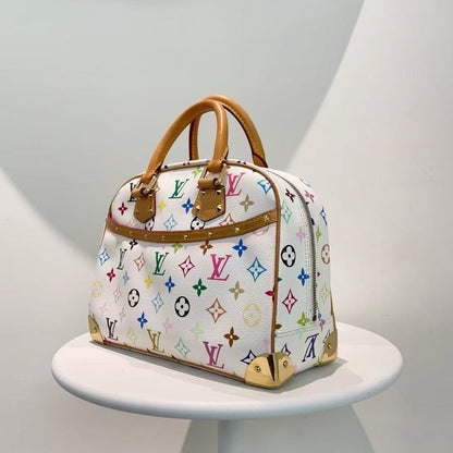 Louis Vuitton LV Multicolor White Canvas Alma Handbag Large