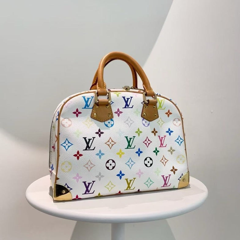 Louis Vuitton LV Multicolor White Canvas Alma Handbag Large