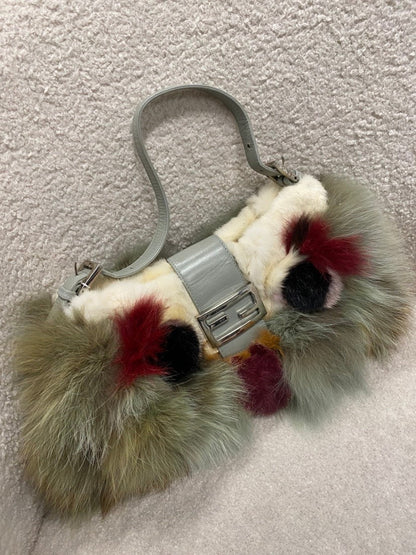 Fendi Baguette Multicolor Fur Handbag