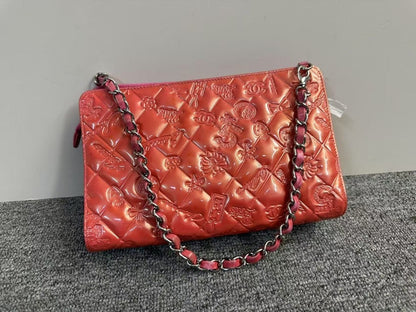 Preloved Chanel Embossed Red Crossbody Bag