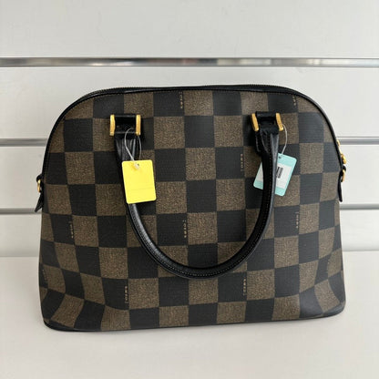 Fendi Alma 4193 Checkered Brown Satchel Bag