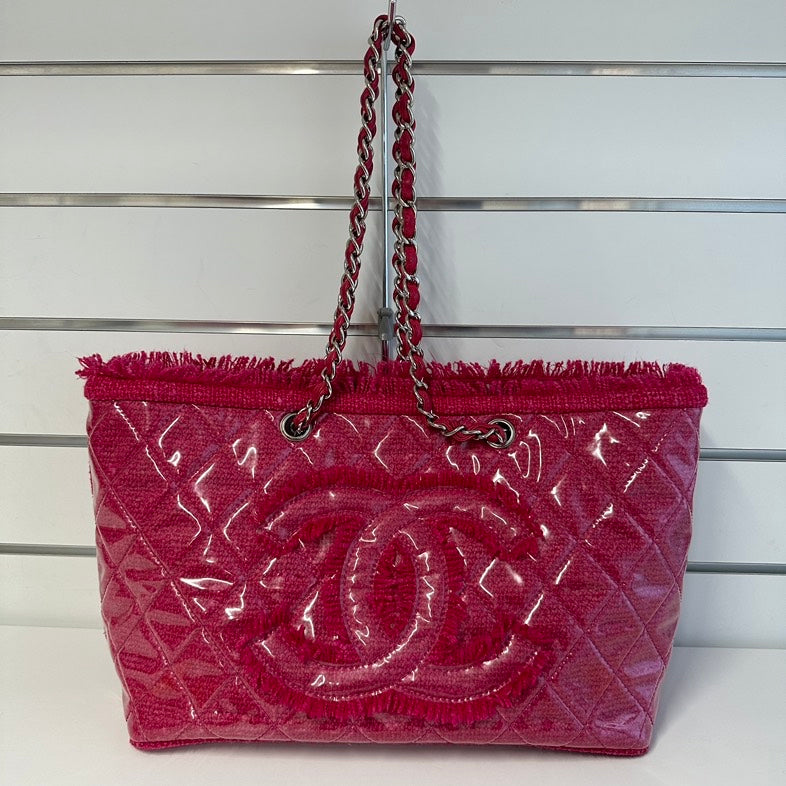 Chanel Deauville Tote Bag in Pink Quilted Tweed