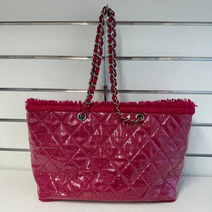 Chanel Deauville Tote Bag in Pink Quilted Tweed