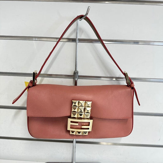 Fendi 1957 Pink Leather Baguette Shoulder Bag