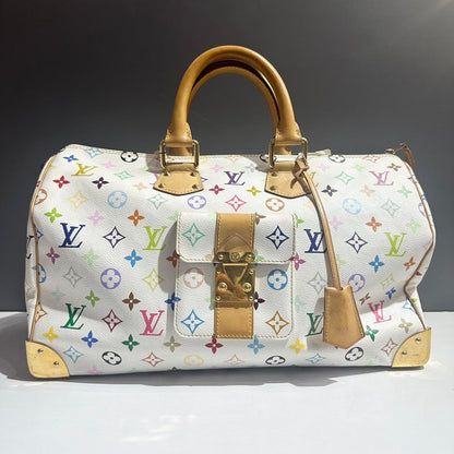 Louis Vuitton Speedy 40 Multicolor Monogram White Satchel Bag