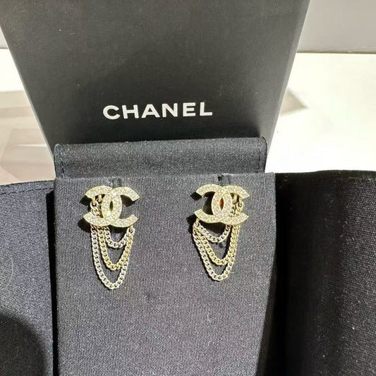 Chanel CC Logo Gold Earrings