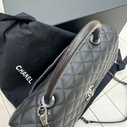 Chanel Coco Handle Two-ways Bag Black Leather Satchel/Top Handle Bag