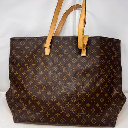 Louis Vuitton AF471 Monogram Canvas Brown Leather Tote Bag
