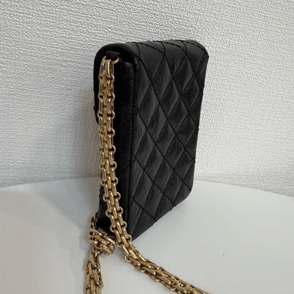 Chanel 2.55 Calfskin Mini Chain Bag Black Crossbody FM0045