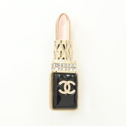 CHANEL Coco Mark Brooch Lipstick Gold Black Multicolor Rhinestone GP